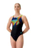 Speedo Badeanzug "Medalist" in Schwarz/ Bunt
