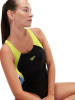 Speedo Badeanzug in Schwarz/ Gelb