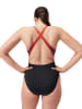 Speedo Badeanzug "Eco+" in Schwarz/ Orange/ Lila