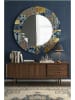 Wallity Spiegel blauw/goudkleurig - Ø 58 cm