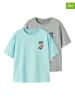 name it 2er-Set: Shirts "Vagno" in Türkis/ Grau