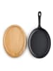 Ibili 2tlg. Set: Servierpfanne mit Tablett in Schwarz/ Hellbraun