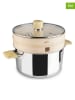 Ibili 3-delige set: kookpan met bamboe stoommand zilverkleurig/beige