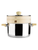 Ibili 3-delige set: kookpan met bamboe stoommand zilverkleurig/beige