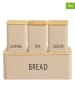 House Nordic 4-delige set: broodtrommel met opslagdozen "Tula" beige