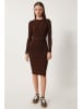 Happiness Istanbul Gebreide jurk donkerbruin