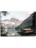 Orangewallz Kunstdruk op canvas "Mountain Lake Cabin Botanic Touch" - (B)50 x (H)70 cm