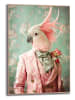 Orangewallz Druk artystyczny "Dressed Pink Bird" w ramce