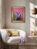 Orangewallz Druk artystyczny "Pink Blue Bird" w ramce