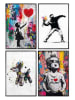 Orangewallz Druki artystyczne (4 szt.) "Streetart Set" w ramce
