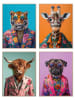 Orangewallz Druki artystyczne (4 szt.) "Funky Animal" w ramce
