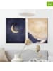 Orangewallz Druki artystyczne (2 szt.) "Sund & Moon Landscape" w ramce