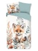 Good Morning Beddengoedset "Foxx" wit/mintgroen