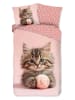 Good Morning Komplet pościeli renforcé "Chat" w kolorze jasnoróżowo-jasnobrązowym