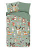 Good Morning Renforcé-Bettwäsche-Set ''Ville'' in Grün/ Hellbraun