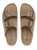 SABOKETS Leren slippers beige