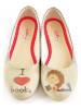 Goby Ballerinas in Beige/ Rot/ Hellblau