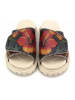 Goby Leren slippers zwart/rood/beige