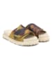 Goby Leren slippers beige/kaki/bruin