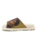 Goby Leren slippers beige/kaki/bruin