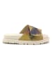 Goby Leren slippers beige/kaki/bruin