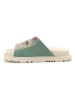 Goby Leren slippers beige/turquoise/rood