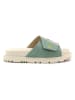 Goby Leren slippers beige/turquoise/rood