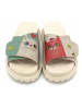 Goby Leren slippers beige/turquoise/rood