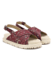 Goby Leder-Sandalen in Beige/ Dunkelrot