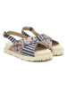 Goby Leder-Sandalen in Beige/ Dunkelblau/ Rot