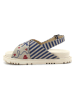 Goby Leder-Sandalen in Beige/ Dunkelblau/ Rot