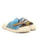 Goby Leder-Pantoletten in Beige/ Hellblau