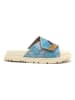 Goby Leren slippers beige/lichtblauw