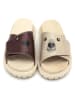 Goby Leder-Pantoletten in Beige/ Dunkelbraun