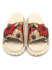 Goby Leder-Pantoletten in Beige/ Schwarz/ Rot