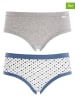 COTONELLA 2er-Set: Slips in Grau/ Blau/ Weiß