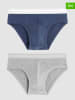 COTONELLA 2er-Set: Slips in Grau/ Dunkelblau