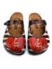 Calceo Clogs crème/zwart/rood