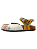 Calceo Półsandały w kolorze biało-żółtym ze wzorem