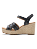 Clarks Leder-Keilsandaletten "Sabina Strap" in Schwarz