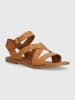 TOMS Leder-Sandalen in Hellbraun
