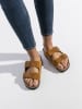 Birkenstock Skórzane klapki "Arizona" w kolorze jasnobrązowym