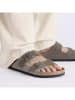 Birkenstock Leren slippers "Arizona" antraciet