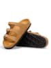 Birkenstock Leder-Pantoletten "Florida" in Hellbraun