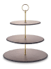 Echtwerk Etagere in Grau/ Gold - (H)35 cm