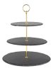 Echtwerk Etagere in Grau/ Gold - (H)35 cm