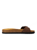 billowy Leren slippers donkerbruin