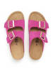 billowy Leder-Pantoletten in Pink