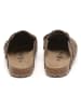 billowy Leder-Clogs in Taupe
