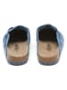 billowy Leder-Clogs in Blau